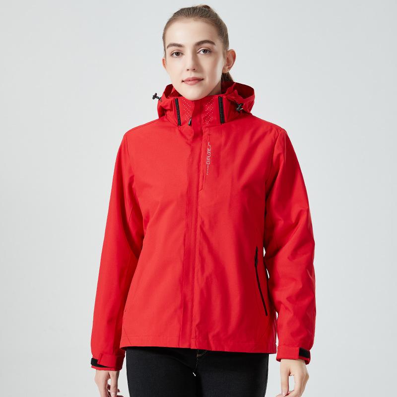 Autumn and Winter Solid Color Three-in-one Windproof and Waterproof Two-piece Set with Removable Fleece Liner Mountaineering Jacket