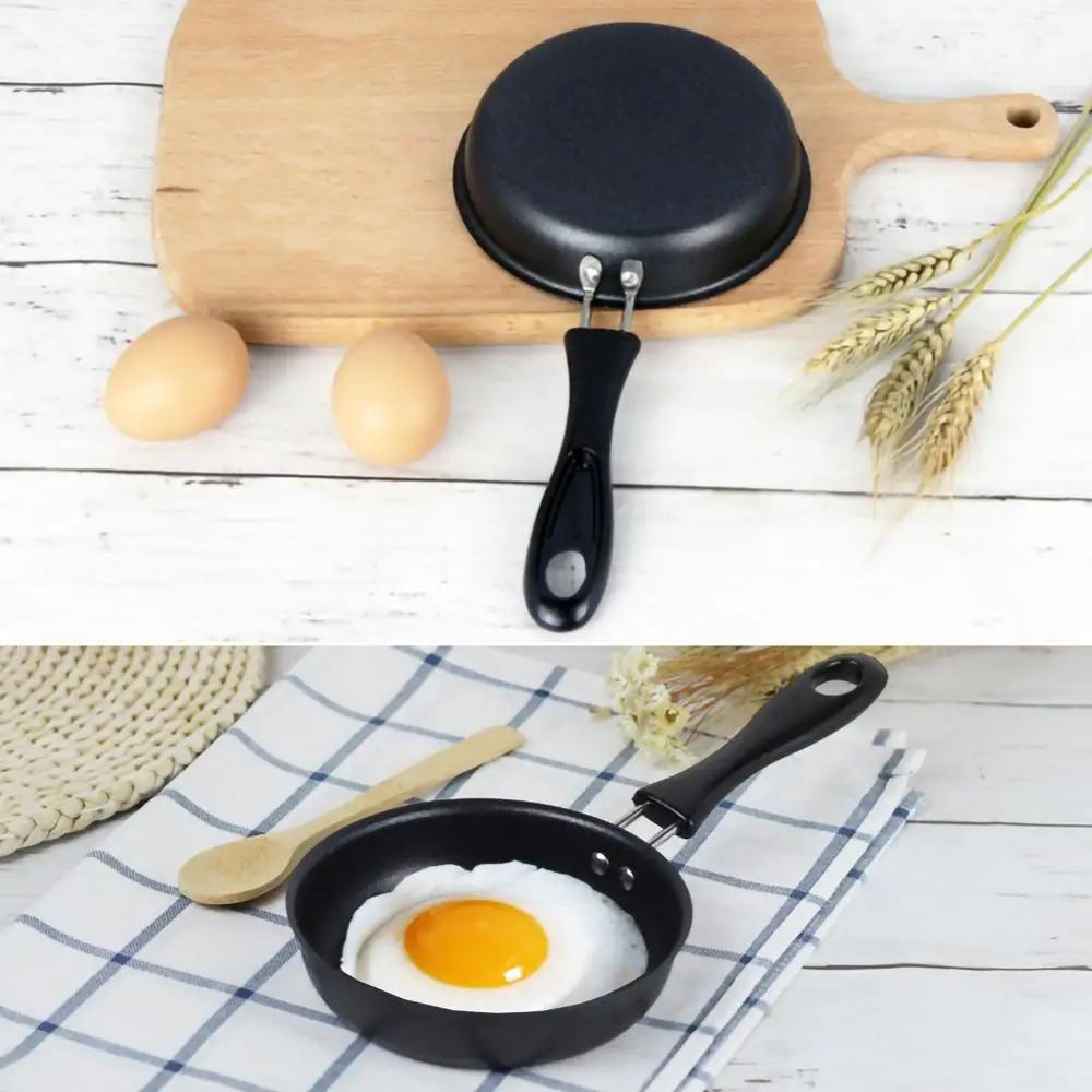 Mini Frying Pan Poached Portable Egg Household Small Kitchen Cooker Cookware 12cm Nonstick Iron Skillet with Anti-scald Handle