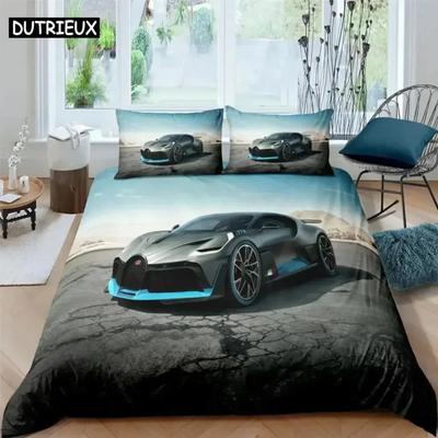 Racing Car Printed Comfortable Duvet Quilt Cover Pillowcase Bedding Set Children Bedroom Decoration Home Textile