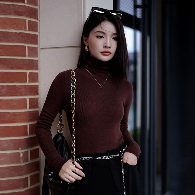 Machine washable seamless all-in-one wool sweater women's 0 pure wool slim-fitting inner and bottomed knitted sweater women's top