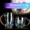 Blaue Rose Emaille Kristall Teetasse Kaffeetasse Becher Schmetterling Blume Wassertasse mit Löffel Trinkgeschirr Glastasse Liebhaber Hochzeit