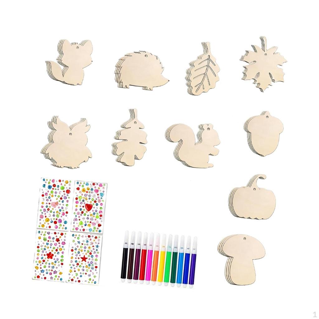 36 Pieces Thanksgiving Hanging Autumn Tree Ornaments Wood Maple Leaf Decoration Farmhouse