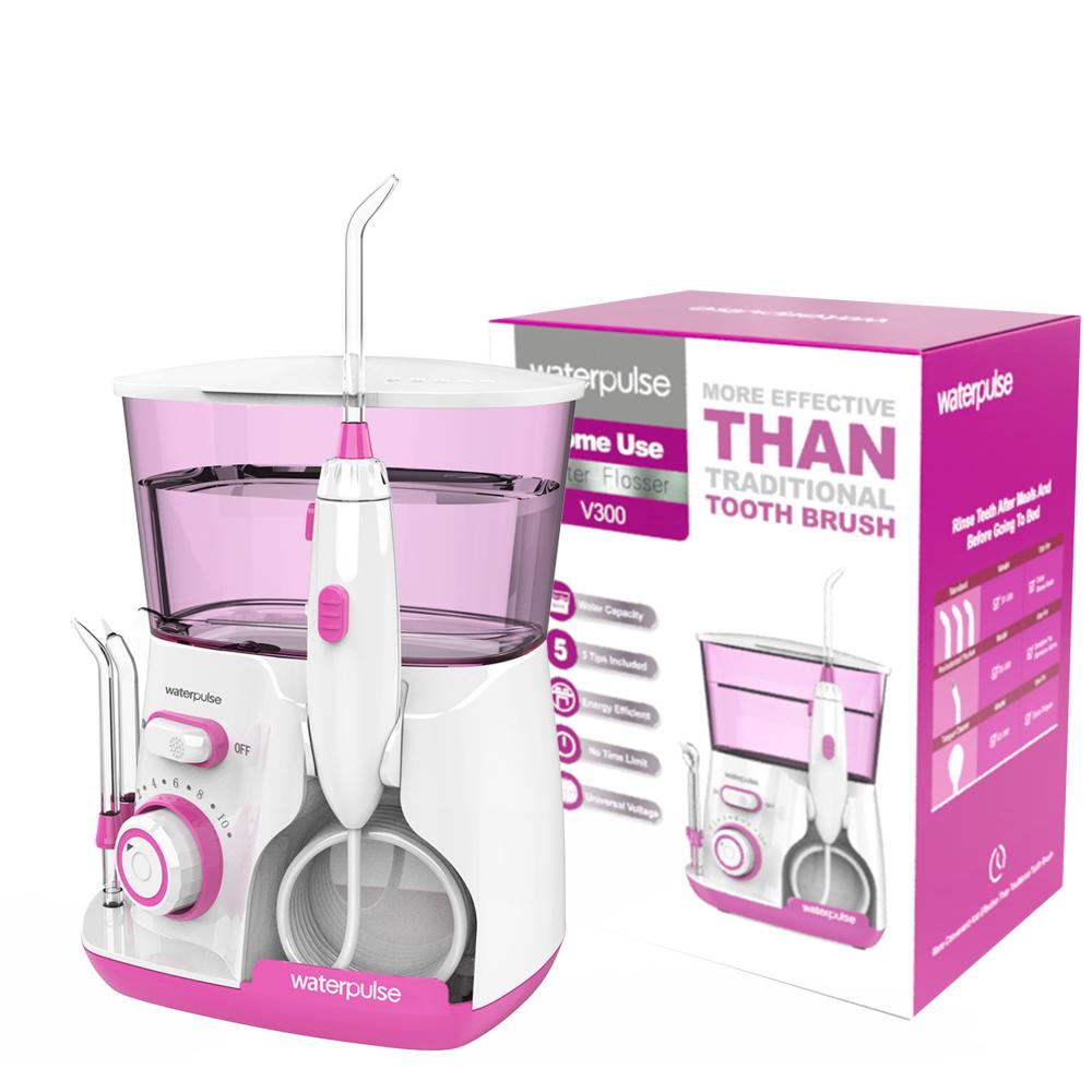 

Waterpulse V300 Oral Irrigator 5pcs Tips Dental Water Flosser Electric Cleaner 800ml Oral Hygiene Dental Flosser for Oral Care EU фіолетовий
