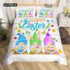 Easter Rabbit Tail Comforter Cover Pastel Pink Tulip Flowers Duvet Cover Twin Easter Eggs Kawaii Animal Bedding Set Easter Decor