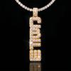 Collana Pendente Nome Verticale Lettere a Doppio Strato Iced Out Personalizzata Argento Sterling 925 Carattere Pennellato Lettera Pendente Moissanite VVS
