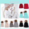 Conjunto Aconchegante Macio e Quente de Gorros de Tricô Combinando Mãe e Filho Para Mamãe e Bebê Gorro