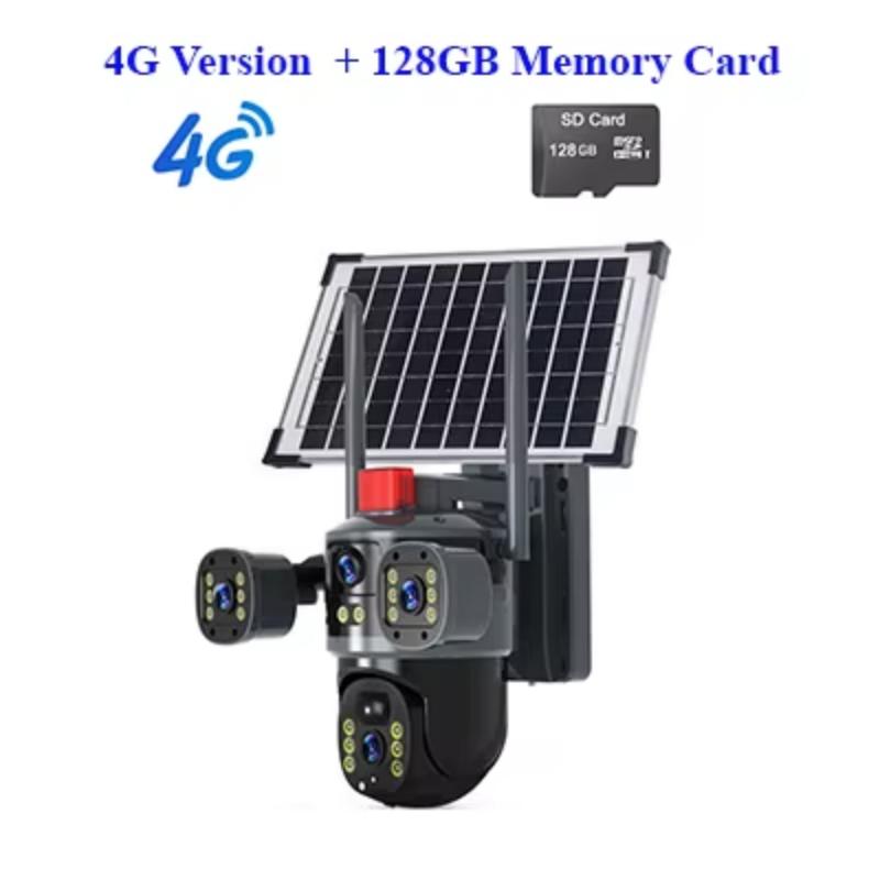 LS VISION 12MP Three-Lens 3 Screen CCTV Camera Solar 4G WIFI Wireless Solar Panel Powered Surveillance PTZ Camera Waterproof Outdoor V380Pro