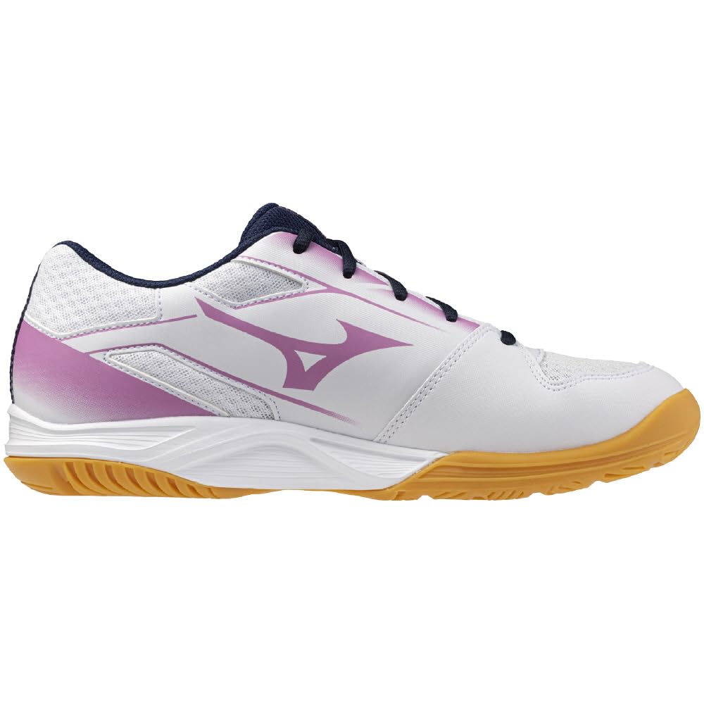 Mizuno Table Tennis Shoes, Cross Match Smash, Lightweight, Cushioned, Indoor/Gym, Entry Level, Beginner, White/Pink/Navy, Size 25.0 cm, 2E