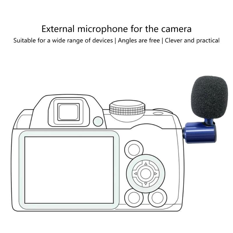 Small 3.5mm Mini Camera Microphone for Cameras Computers, Clear Sound Capture Flexible Design Adjustable Angle