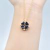 Red And Black Double Wearing Four-Leaf Flower Necklace Female Style Design Double Wearing Open And Closed Full Diamond Heart Shape