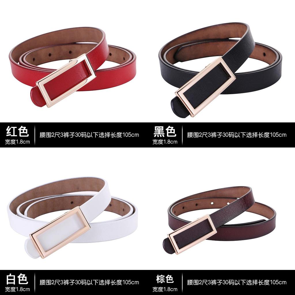 Leather Women Belt With Simple Smooth Buckle For Casual Pants And Office Wear
