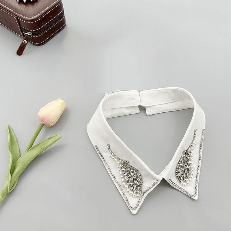 Beading Fake Collar Women Elegant Diamond Detachable Collars for Women False Shawl Shoulder Wrap Lapel False Collars Woman Tie