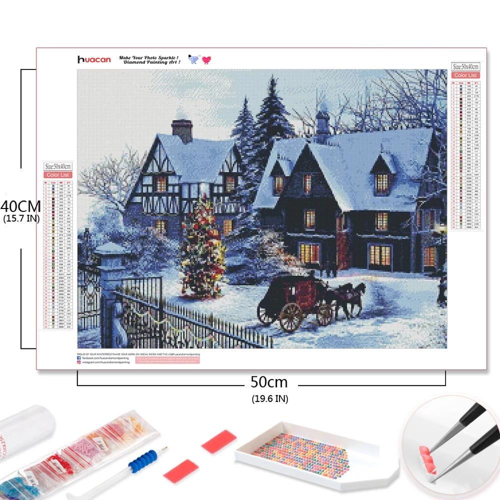 

Huacan House Алмазная картина Рождество 5D DIY Алмазная вышивка Пейзажная мозаика Зимние декоративные картины Full Square 20*30 cm