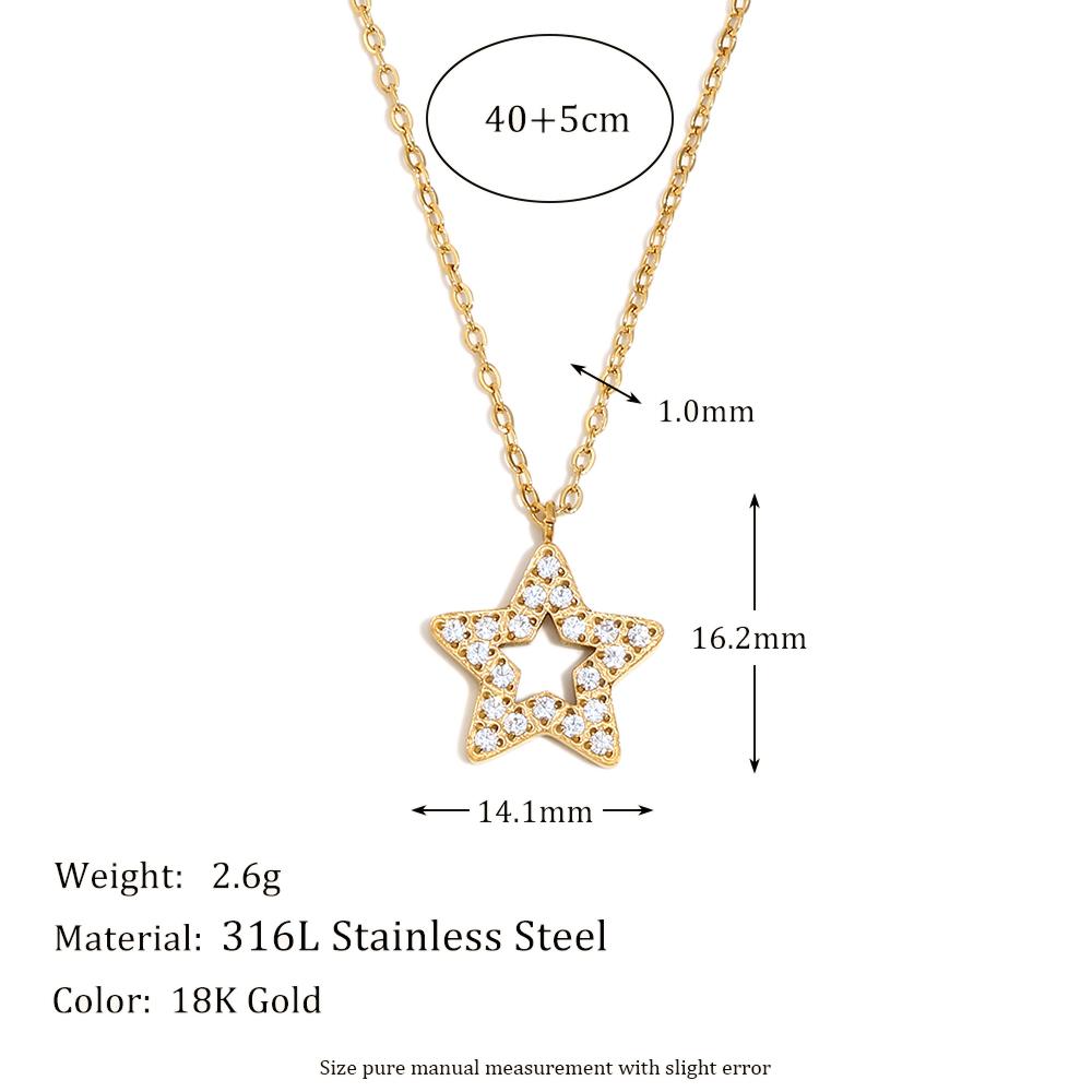 

MamacitaSlay Minimalism Stainless Steel Zircon Star Pendant Necklace Party Waterproof Neck Jewelry Women s High Quality Gift 45cm золотий