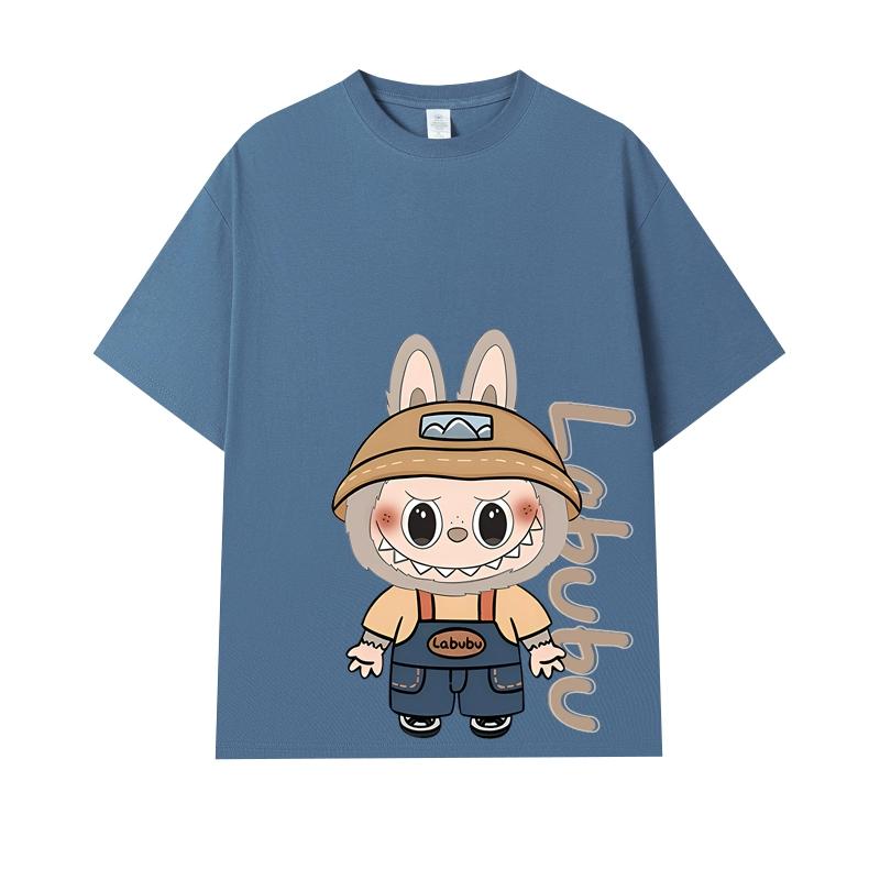 Cartoon Monster Elf Labubu Kids Printed T-shirt Summer Men's and Women's Casual Outdoor Girl Short Sleeved T-shirt Top