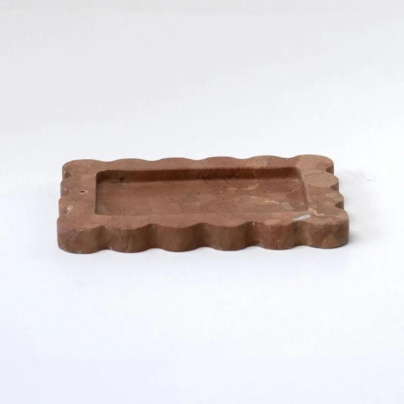 Light Luxury Style Natural Marble Art Storage Tray Creative Home Living Room Tabletop Decoration SauCer Jewelry Storage Dish