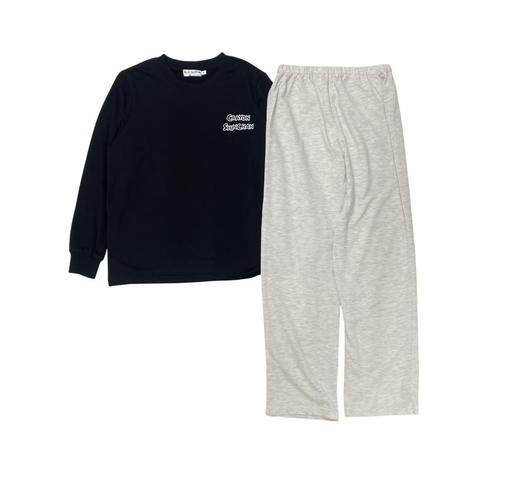 Crayon Pajama and Mini Fleece and Cotton Features Action and Quantum Black Shin-chan Set, Loungewear, Sweatshirt, Pants, Women's, Blend, Kamen,