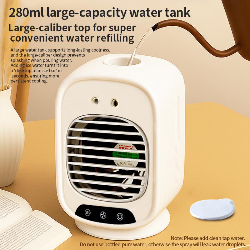 Rechargeable Mini Electric Fan with Spray for Office & Outdoor Use - New Model, Humidifying & Portable for Desk & Students