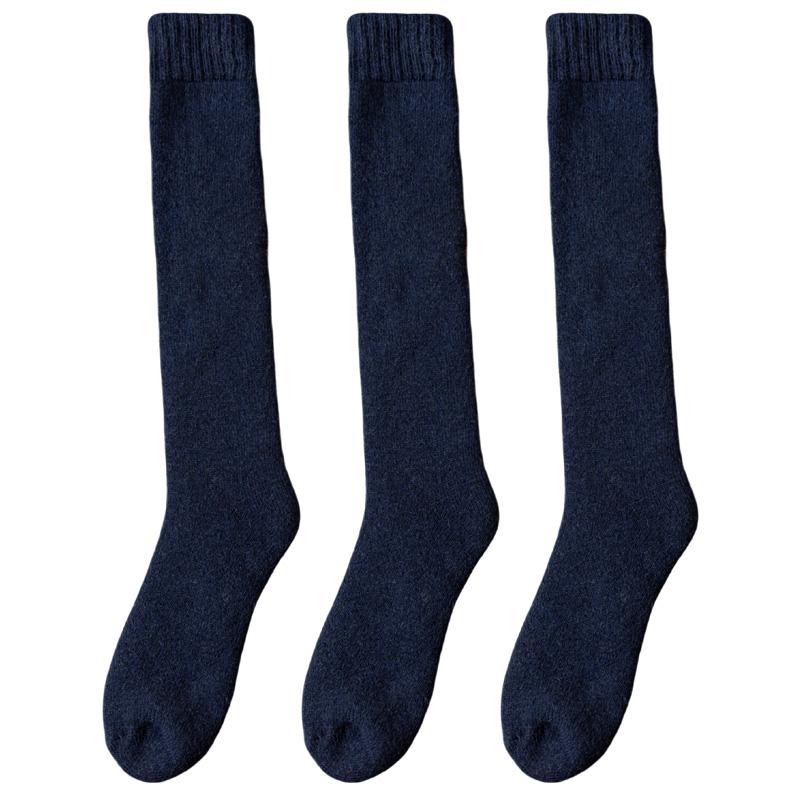 3 Pair Winter Thick Warm Knee-High Men's Wool Socks Men's Merino Calf Socks Casual Cashmere Terry Socks Fashion Stockings Men