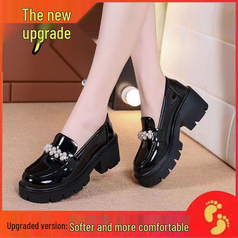 Mary Jane Low-Heeled Loafers 2024: Spring/Autumn Women's Thick-Soled, Height-Increasing, Soft Sponge Cake Sole Shoes
