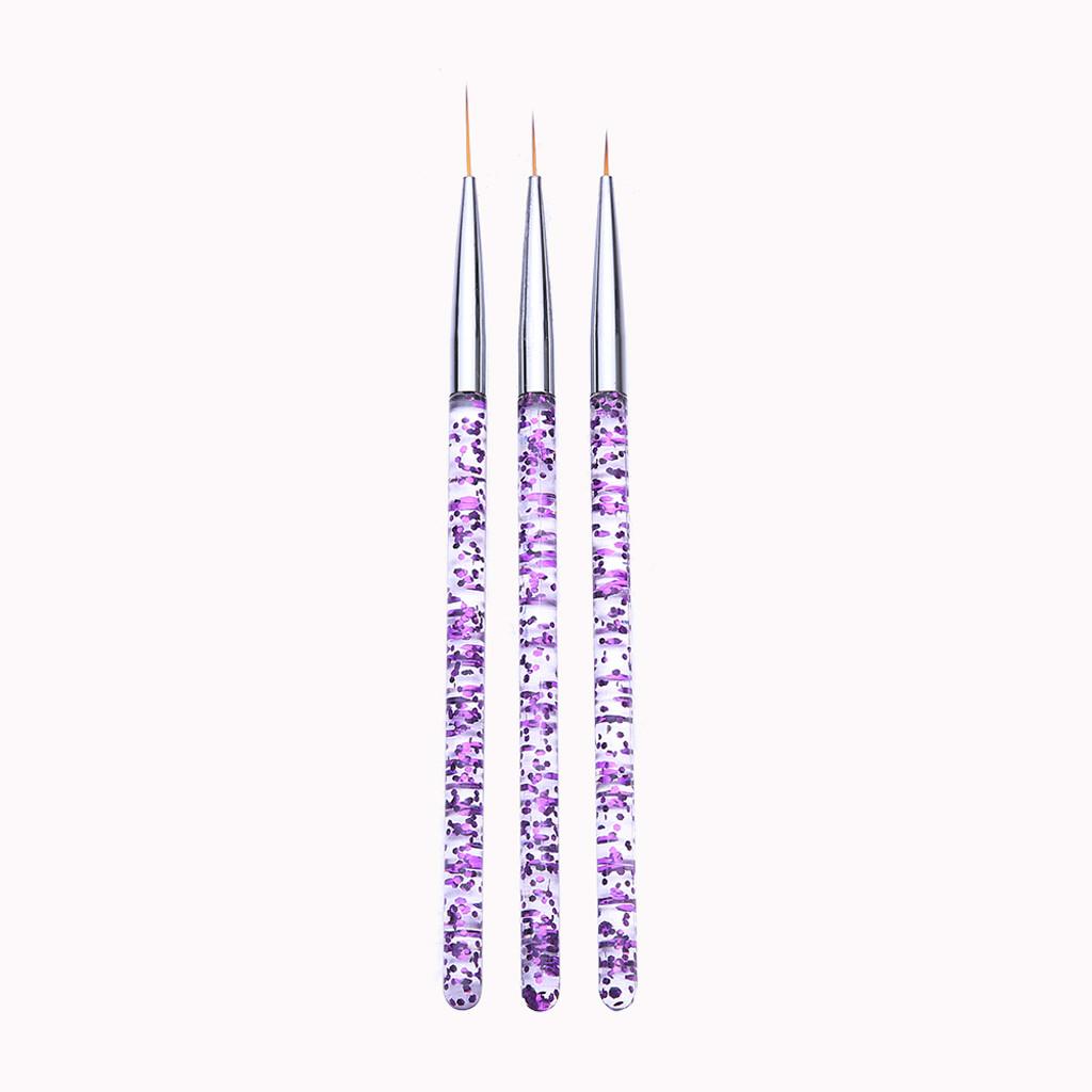 3PC  UV Gel Polish Design Dot Painting Detailing Pen Brushes Tool Set