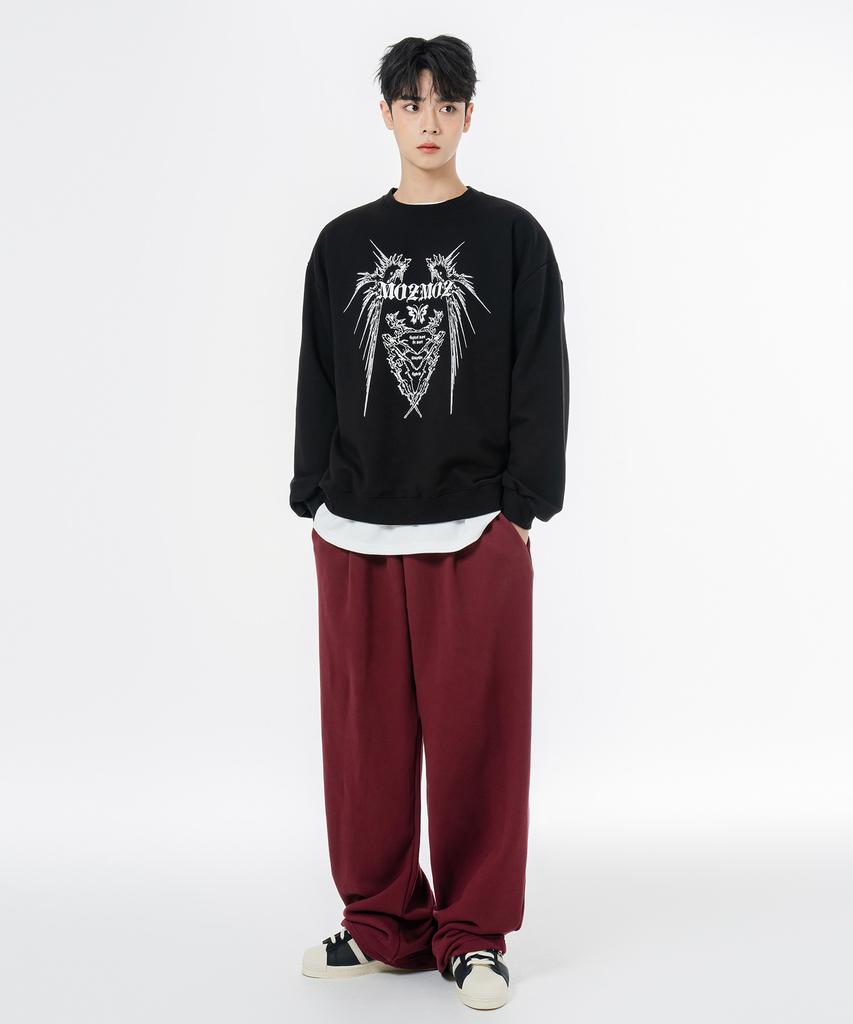 Moz Moz Soft Terry Single-Pleat Wide String Training Pants Burgundy