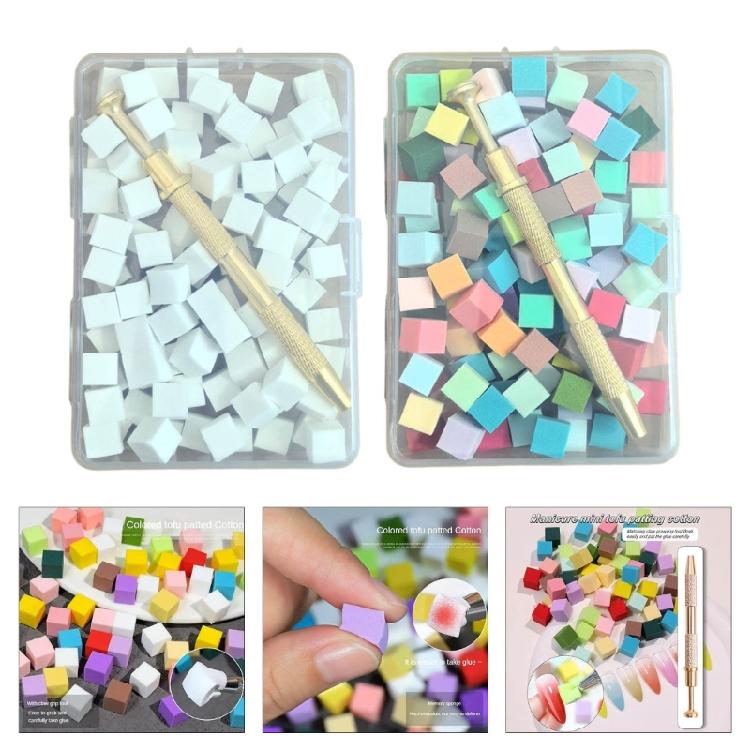 Soft Nail Sponges for Omber,Soft Nail Art Sponges Auras Nails,Omber Nail Brush with Grabbing Pen Manicure Nail Art Tools