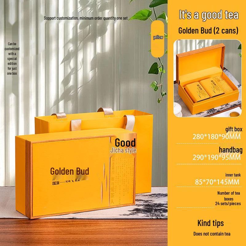 Golden Bud Empty Gift Box for Premium White Tea and Pre-Qing Longjing Tea - Half or Full Catty, Customizable Design Standard