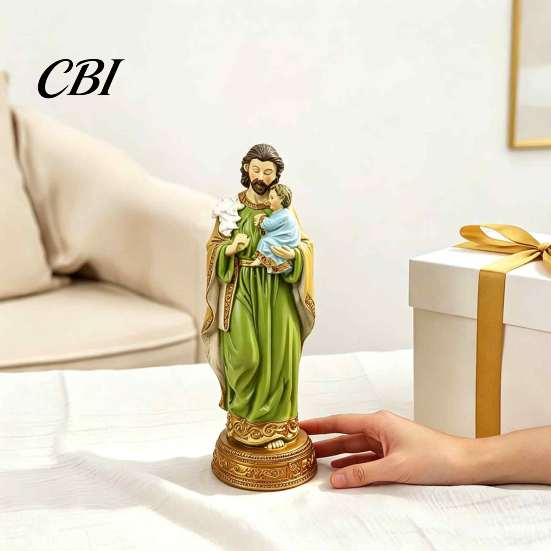 Religious Resin Ornaments Joseph And Child Jesus Figurine, Christian Ornament, Spiritual Home Decoration Collectable Catholic Saint Statue,