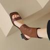 Designer Sandals Women New Roman Style Solid Color Women's Summer Square Toe Thick Heel Open Toe Slip-on High Top Sandals