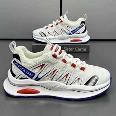 Thick-soled High-comfortable Sports Shoes, Light Color Matching, Low-top Trendy Shoes, Lace-up Mesh Breathable Men's Shoes