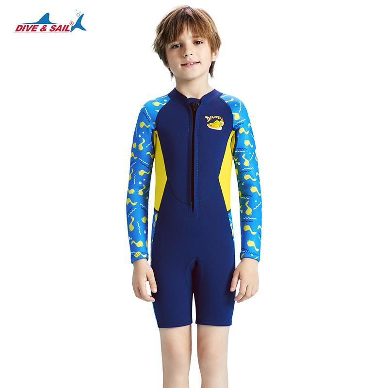 Kids 2.5mm Neoprene Wetsuit Boys Full Body Long Sleeve Dive Suit With UV Protection Warm Flexible Snorkeling Surfing