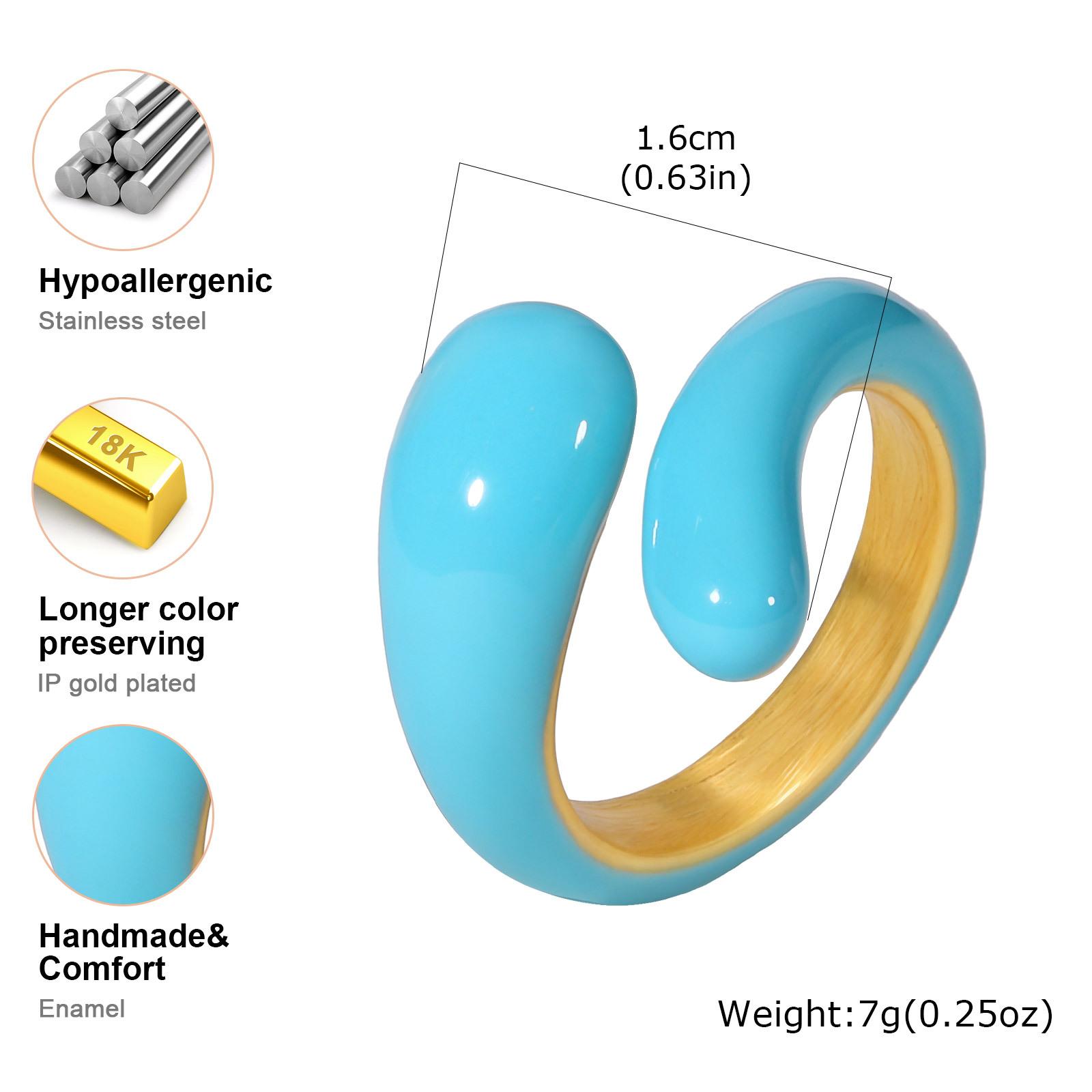 

Chunky Open Twist Stackable Rings for Women, Blue Geometric Bold Enamel Crossover Statement Ring Band Waterproof US Ring Size 07