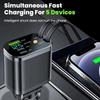 120W Retractable Car Charger USB Type C PD with Roof Starlight For iPhone Samsung Fast Charging Cord Cigarette Lighter Adapter