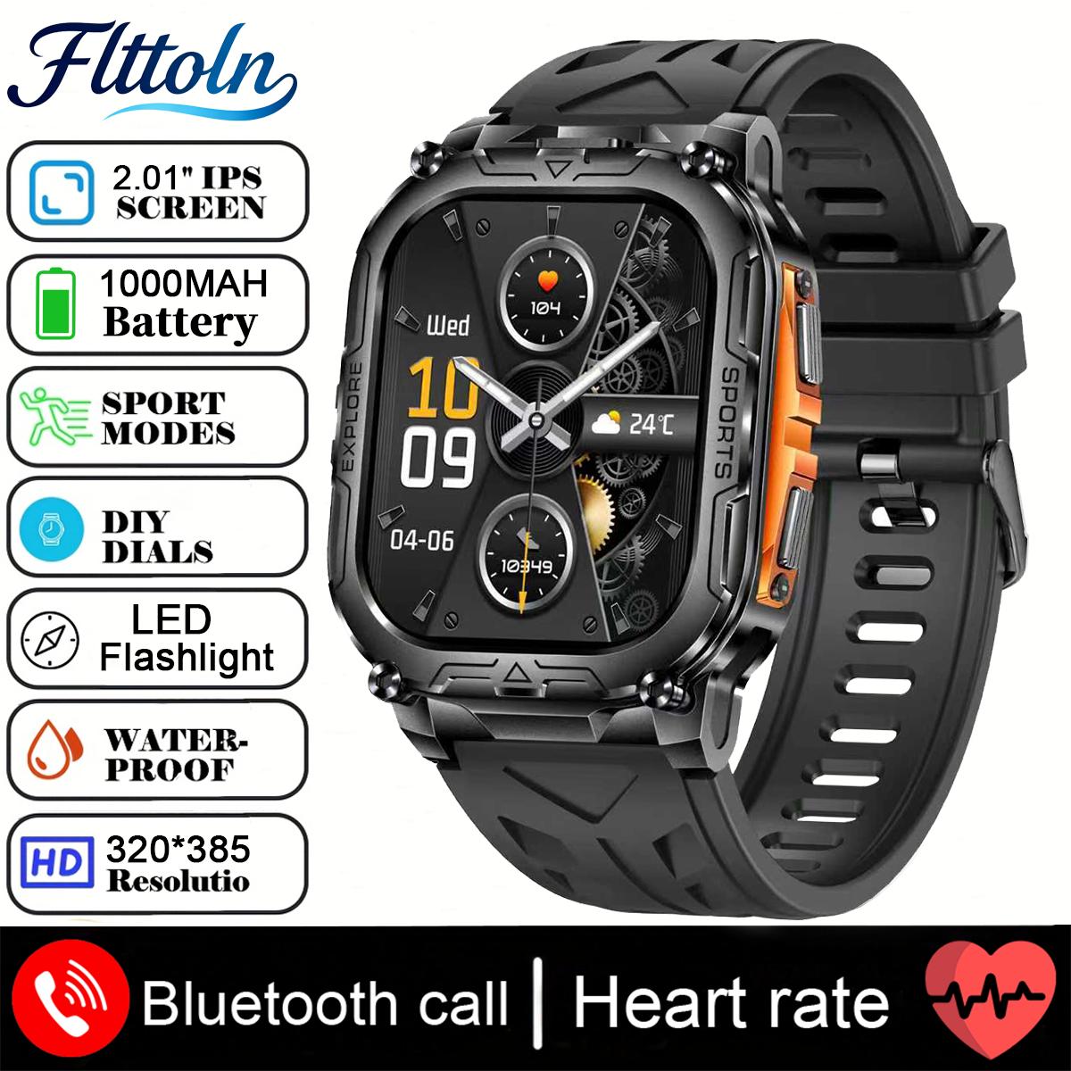 

New Smart Watch Men 900mAh Large Capacity Battery Outdoor Flashlight Bluetooth Call 10ATM Waterproof Sport Fitness Smartwatch чорний