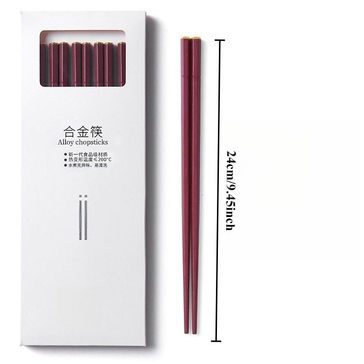 10 Pairs Luxury Alloy Sushi Chopsticks Household Chop Sticks Chinese Style Golden Edged Chopsticks Tableware Gift for Friends