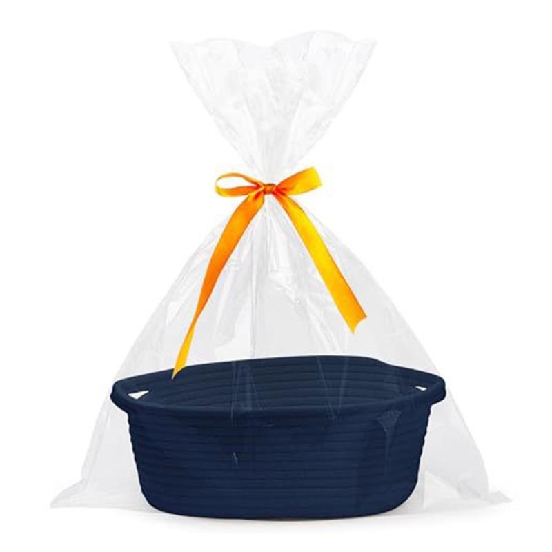 Portable Handcrafted Storage Bin Multipurpose Woven Organizers Sturdy Storage Bag For Household And Office Needs темно-синий