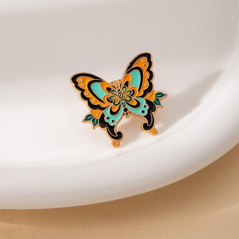 Creative Cartoon Flower Colorful Butterfly Shape Animal Brooch Fashionable Versatile Corsage Niche Personalized Alloy Badge
