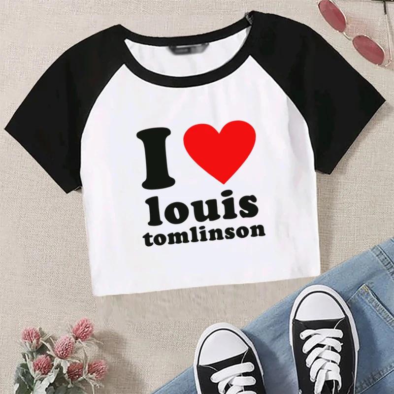 European and American Summer New Round Neck Pullover Short Sleeve Letter Multi-picture Printing Off the Navel European and American Women's Top T-shir