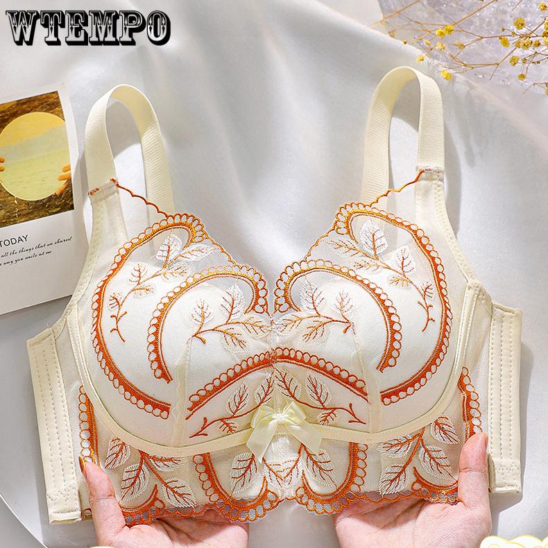 Embroidered Women's Underwear Gathering Bra Anti Sagging Bra Sexy Lace Plus Size Bra