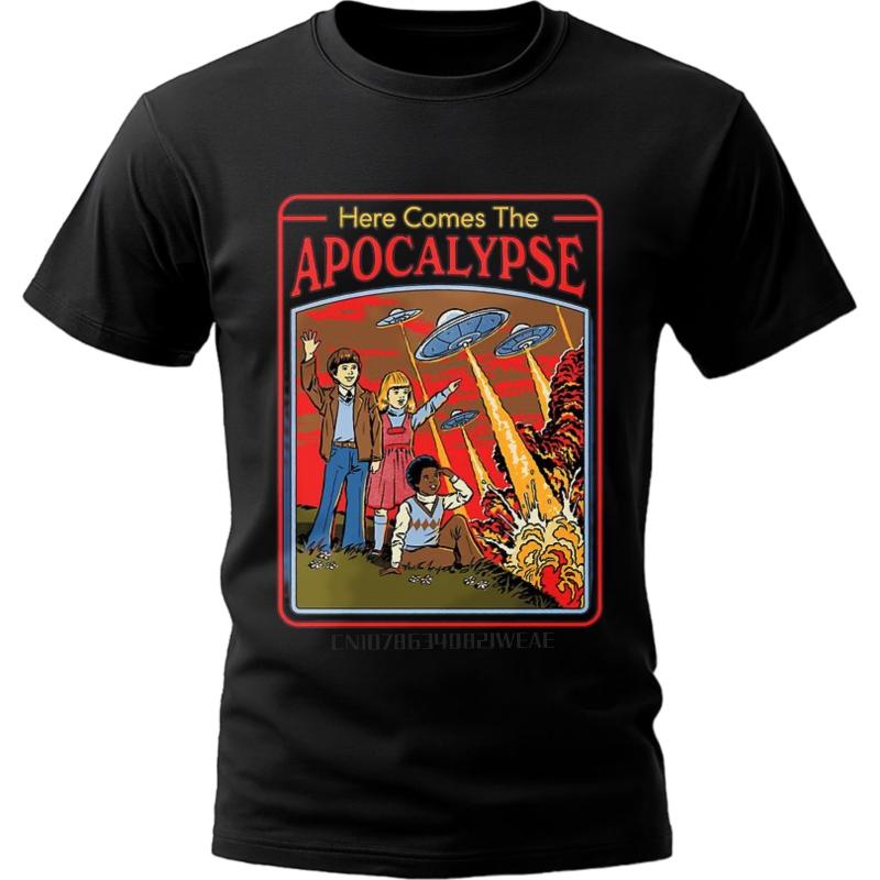 Men cotton tshirt Black summer For her t shirt Here Comes The Apocalypse Short Sleeve Soft O Neck Teeshirt Brand t shirt