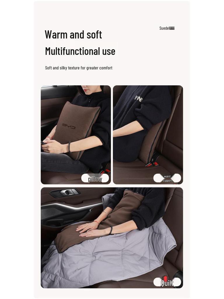 BYD Car Neck and Lumbar Support Pillow: Compatible with Plus, Qin Plus DMI, Han EV, Tang DM, and Dolphin models.