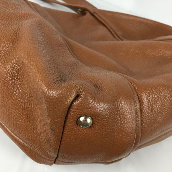 FURLA Leather Boston Handbag Brown Women’s Barrel Purse Bag(USED)