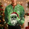 Mens Christmas Sweater Zip Up Sweatshirts Vintage Knit Graphic Sweatshirt Xmas Stand Collar Pullover