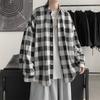 Autumn Checkered Shirt Men's Long Sleeved Ins Hong Kong Style Cool Casual Shirt