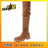 Western knee boots women's high boots French retro black outer wear thick-soled boots increase the height of autumn and winter new models