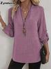 Spring/Summer Imported New Style Women's Shirt Casual Loose Oversized V-Neck Solid Color Blouse