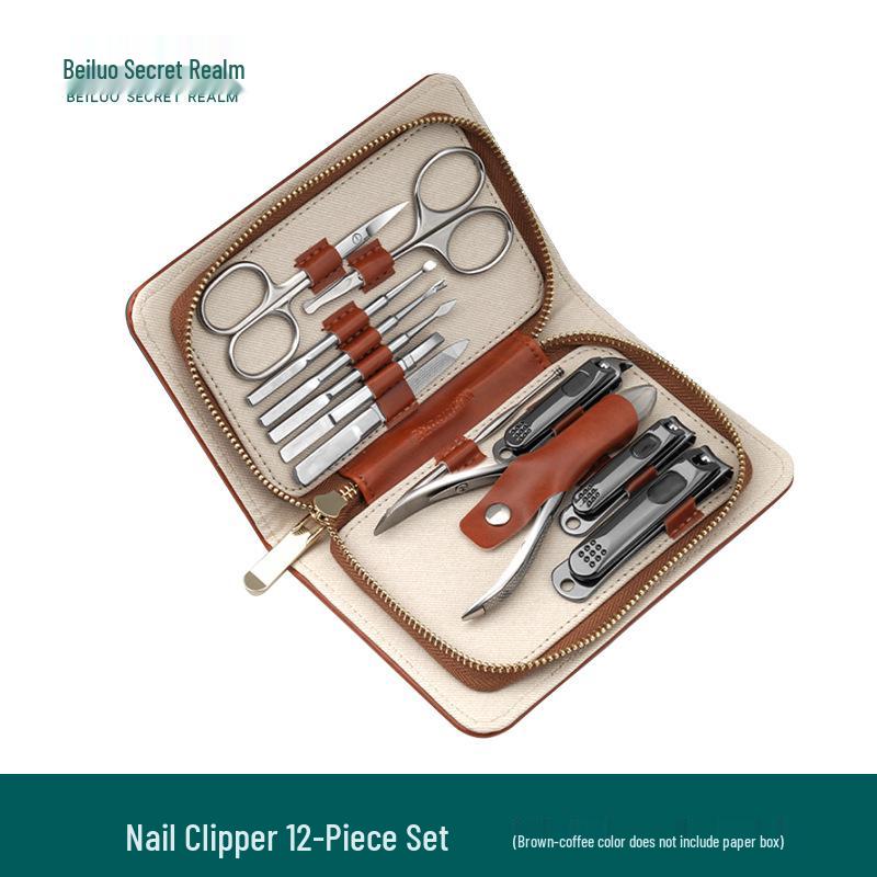 Набор из 12 предметов для стрижки ногтей и маникюра из нержавеющей стали
