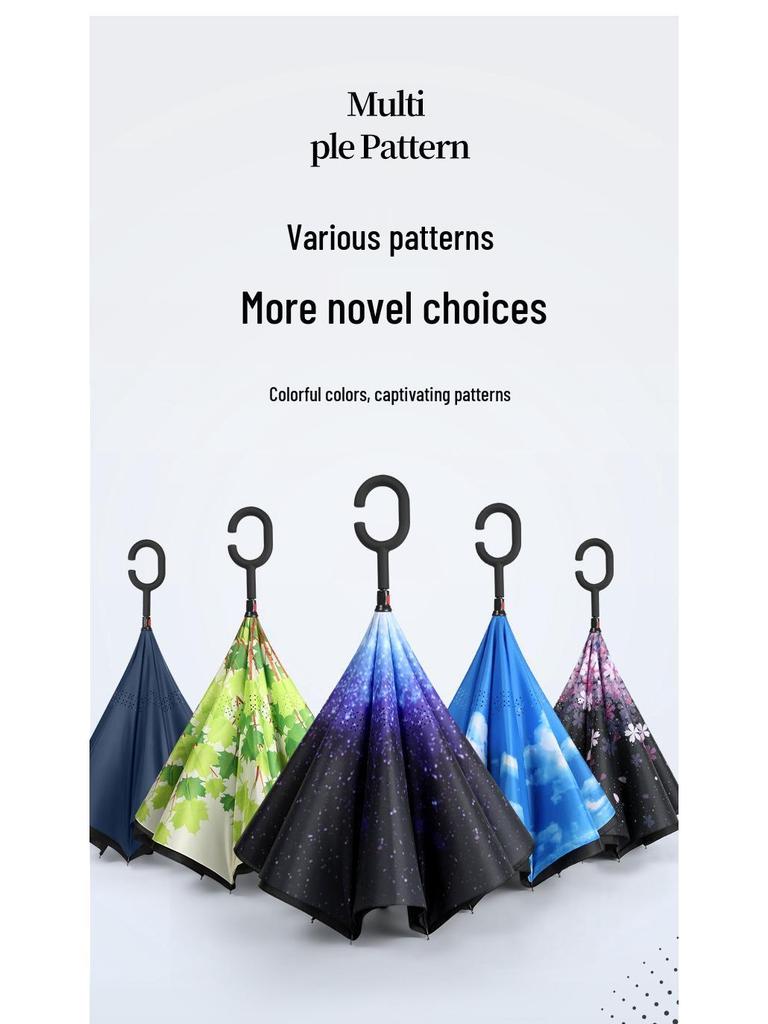 Double-Layer Automatic Hands-Free Umbrella: Extra-Large for Two, Windproof, Dual-Use for Rain or Shine, Long Handle for Men & Women.