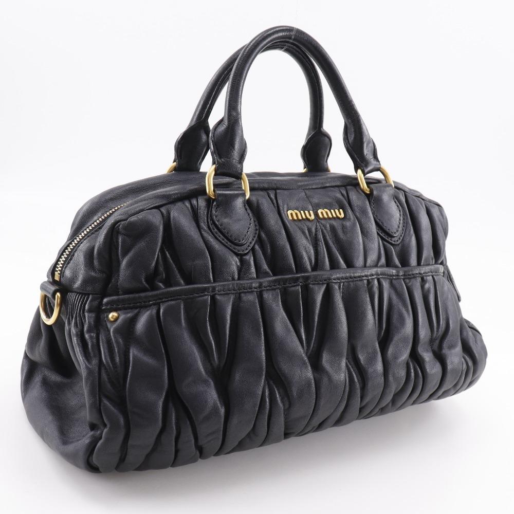 MIUMIU Materasse Handbag RR1300 black leather Women Used